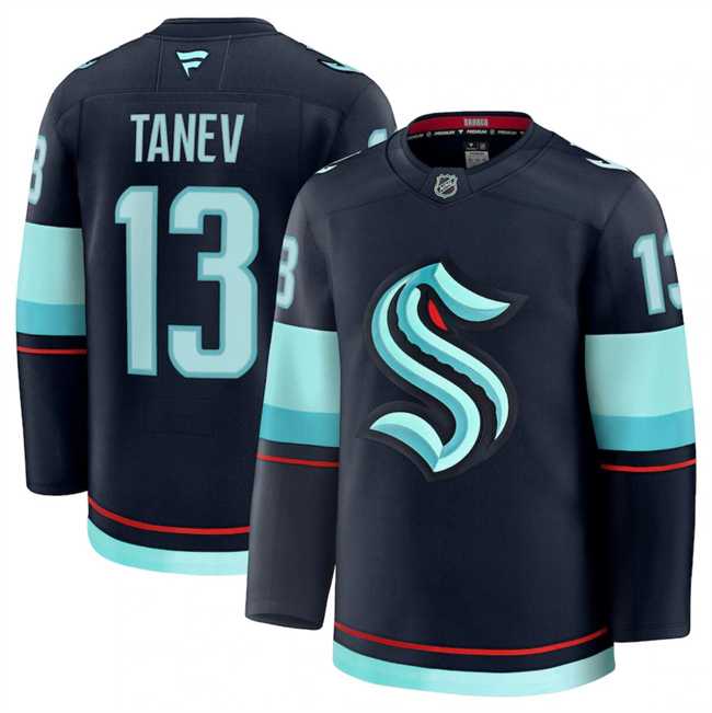 Men%27s Seattle Kraken #13 Brandon Tanev Navy 2024-25 Home Stitched Hockey Jersey Dzhi->san jose sharks->NHL Jersey